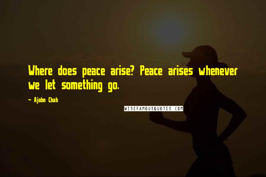 Ajahn Chah Quotes: Where does peace arise? Peace arises whenever we let something go.