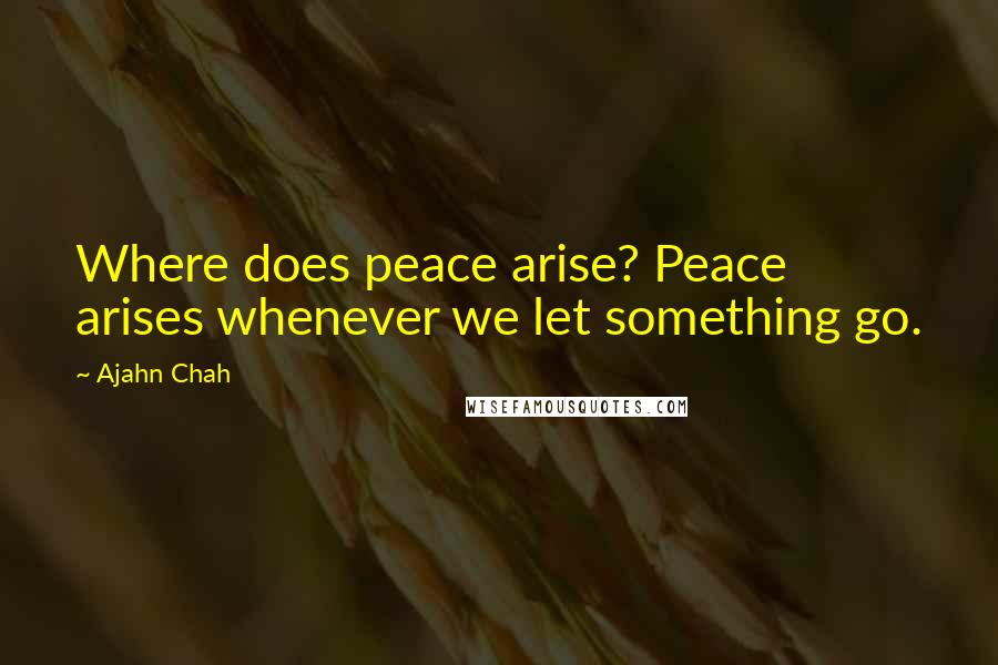 Ajahn Chah Quotes: Where does peace arise? Peace arises whenever we let something go.