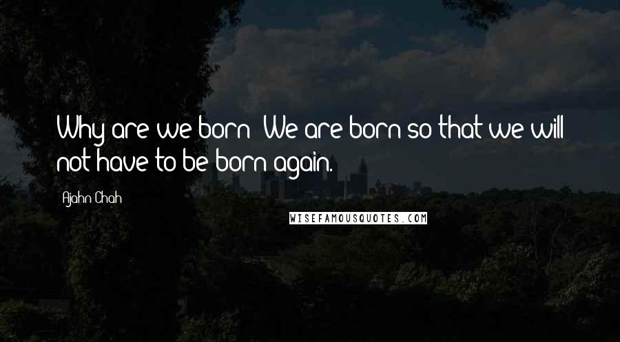 Ajahn Chah Quotes: Why are we born? We are born so that we will not have to be born again.