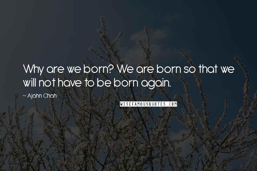 Ajahn Chah Quotes: Why are we born? We are born so that we will not have to be born again.