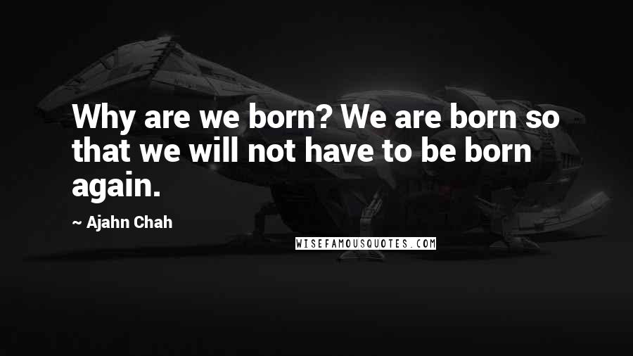 Ajahn Chah Quotes: Why are we born? We are born so that we will not have to be born again.