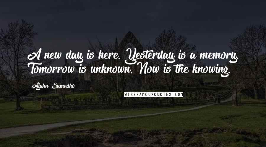 Ajahn Sumedho Quotes: A new day is here. Yesterday is a memory. Tomorrow is unknown. Now is the knowing.