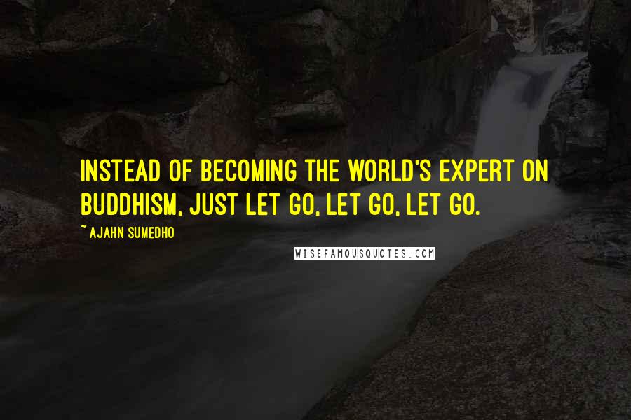 Ajahn Sumedho Quotes: Instead of becoming the world's expert on Buddhism, just let go, let go, let go.