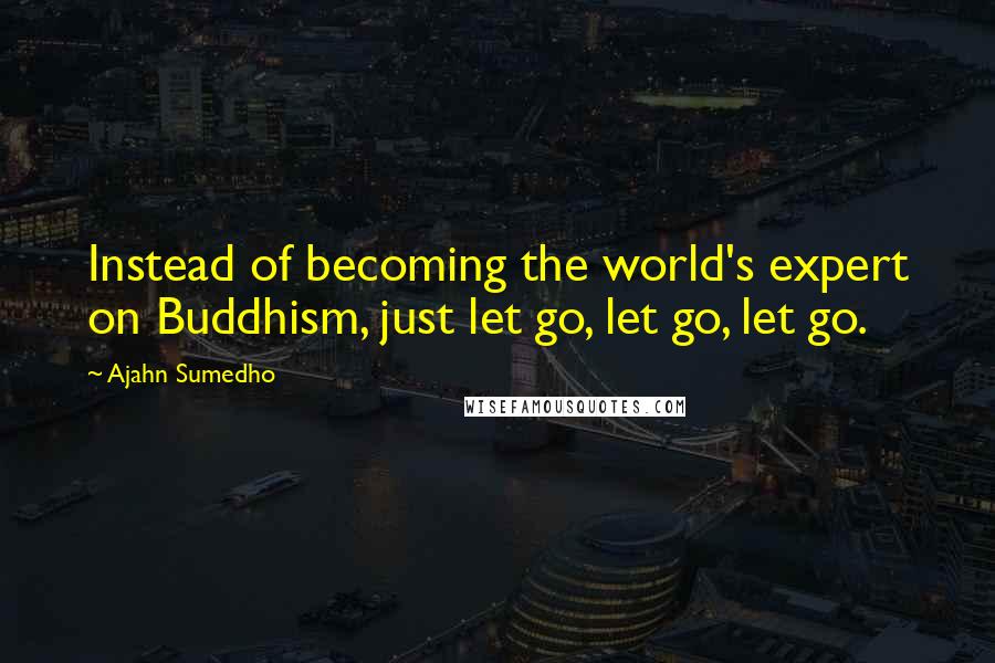 Ajahn Sumedho Quotes: Instead of becoming the world's expert on Buddhism, just let go, let go, let go.