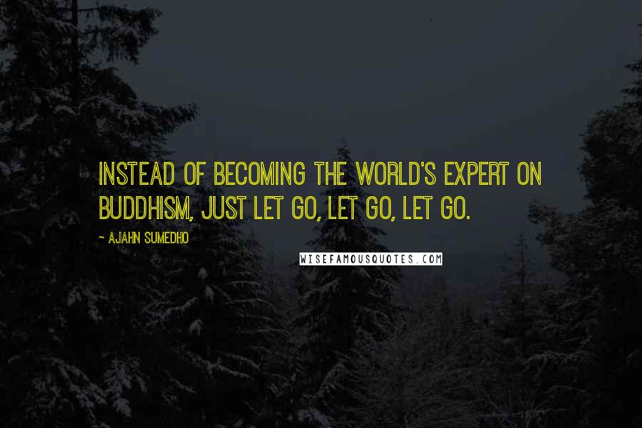 Ajahn Sumedho Quotes: Instead of becoming the world's expert on Buddhism, just let go, let go, let go.