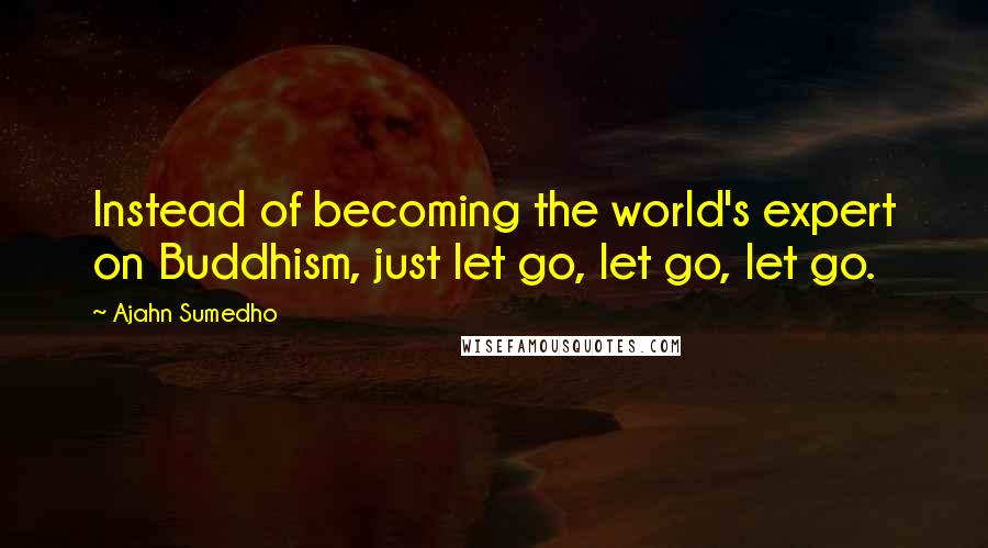 Ajahn Sumedho Quotes: Instead of becoming the world's expert on Buddhism, just let go, let go, let go.