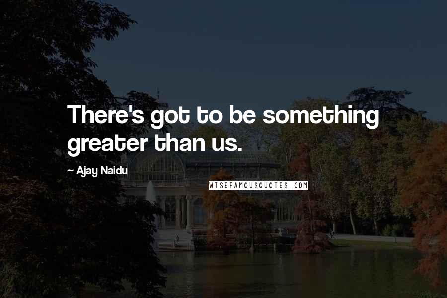 Ajay Naidu Quotes: There's got to be something greater than us.