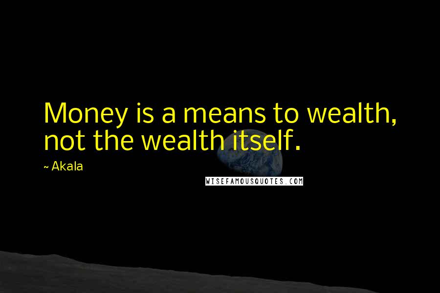 Akala Quotes: Money is a means to wealth, not the wealth itself.