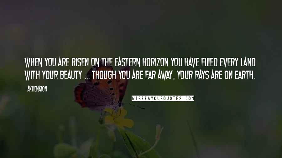 Akhenaton Quotes: When you are risen on the eastern horizon You have filled every land with your beauty ... Though you are far away, your rays are on Earth.