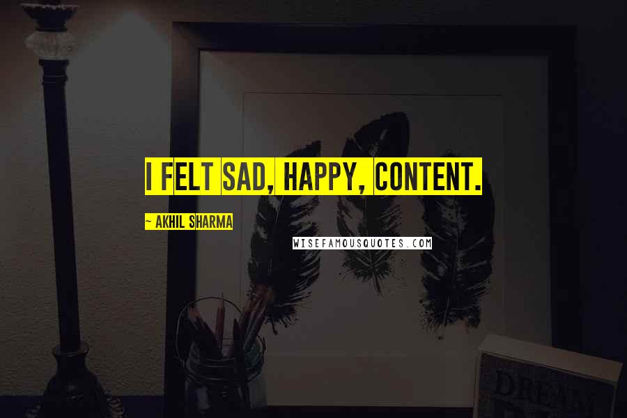 Akhil Sharma Quotes: I felt sad, happy, content.