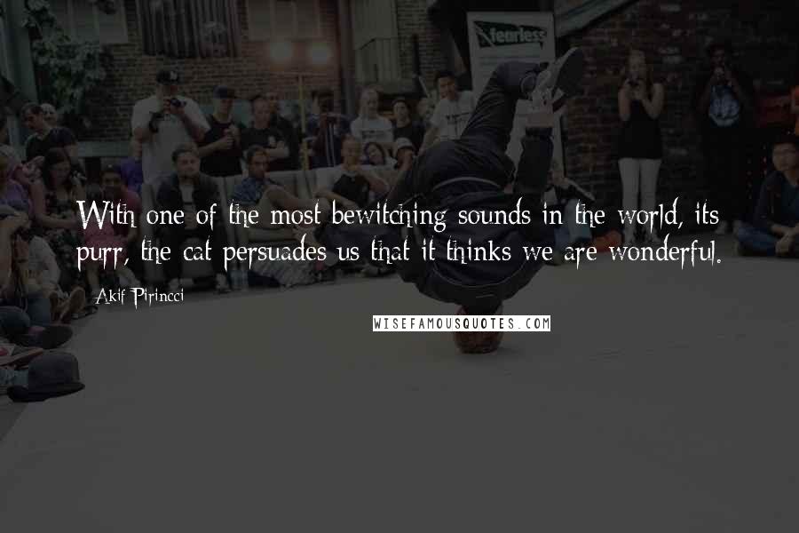 Akif Pirincci Quotes: With one of the most bewitching sounds in the world, its purr, the cat persuades us that it thinks we are wonderful.