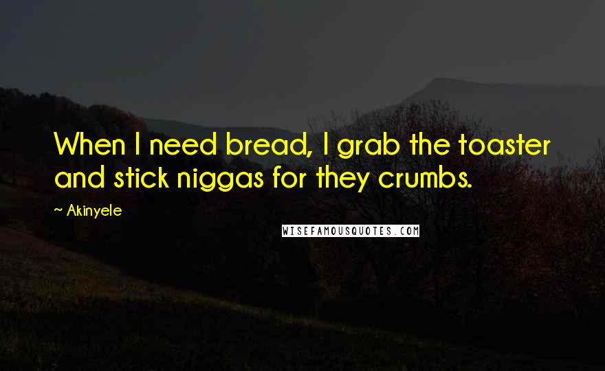 Akinyele Quotes: When I need bread, I grab the toaster and stick niggas for they crumbs.