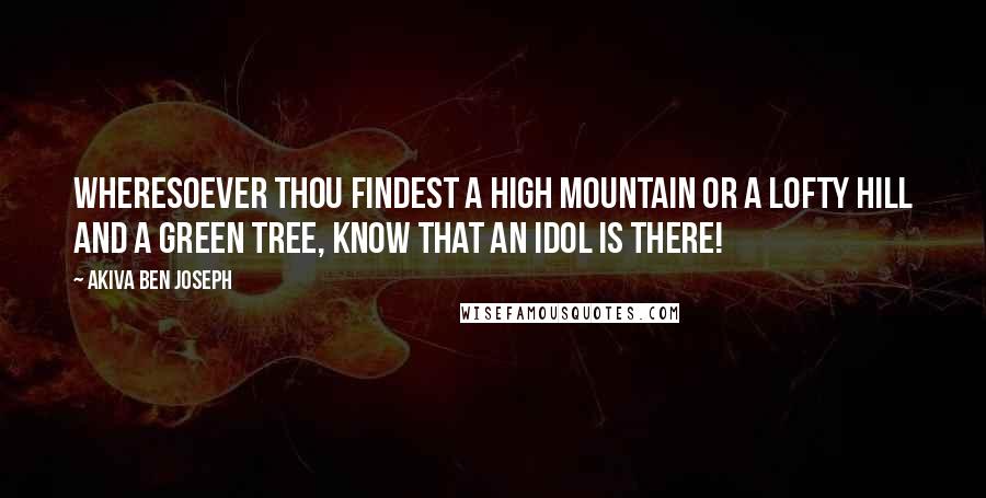 Akiva Ben Joseph Quotes: Wheresoever thou findest a high mountain or a lofty hill and a green tree, know that an idol is there!