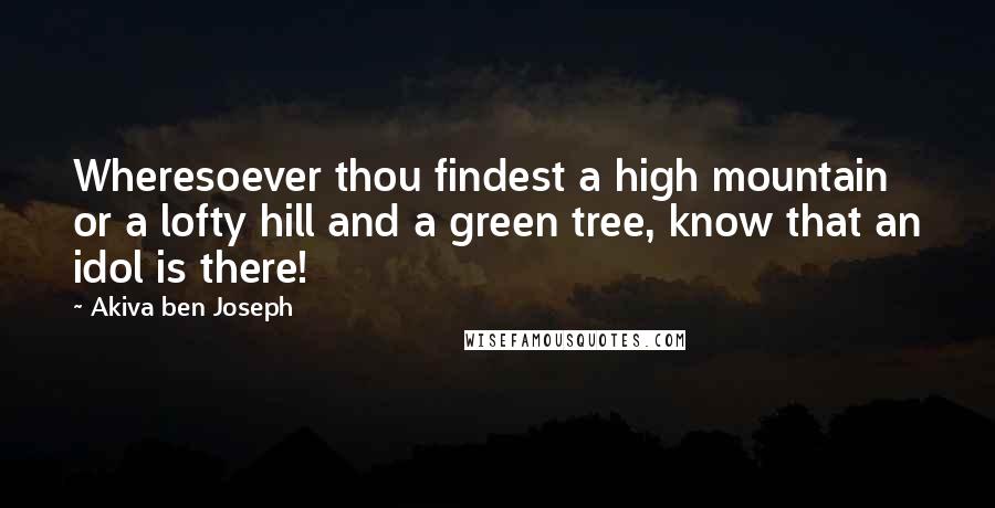 Akiva Ben Joseph Quotes: Wheresoever thou findest a high mountain or a lofty hill and a green tree, know that an idol is there!