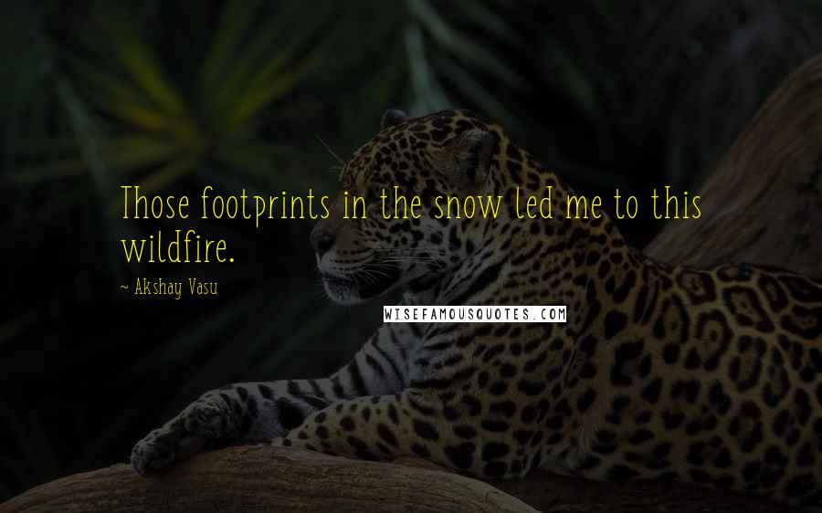 Akshay Vasu Quotes: Those footprints in the snow led me to this wildfire.