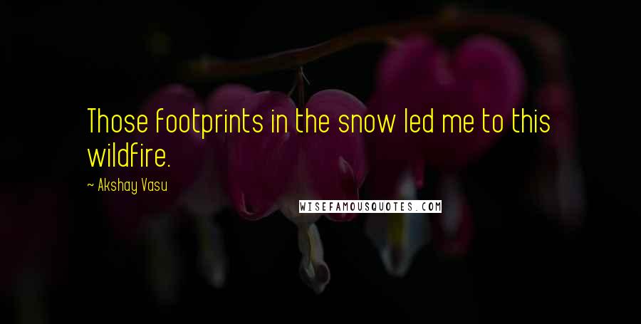 Akshay Vasu Quotes: Those footprints in the snow led me to this wildfire.