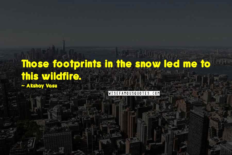 Akshay Vasu Quotes: Those footprints in the snow led me to this wildfire.