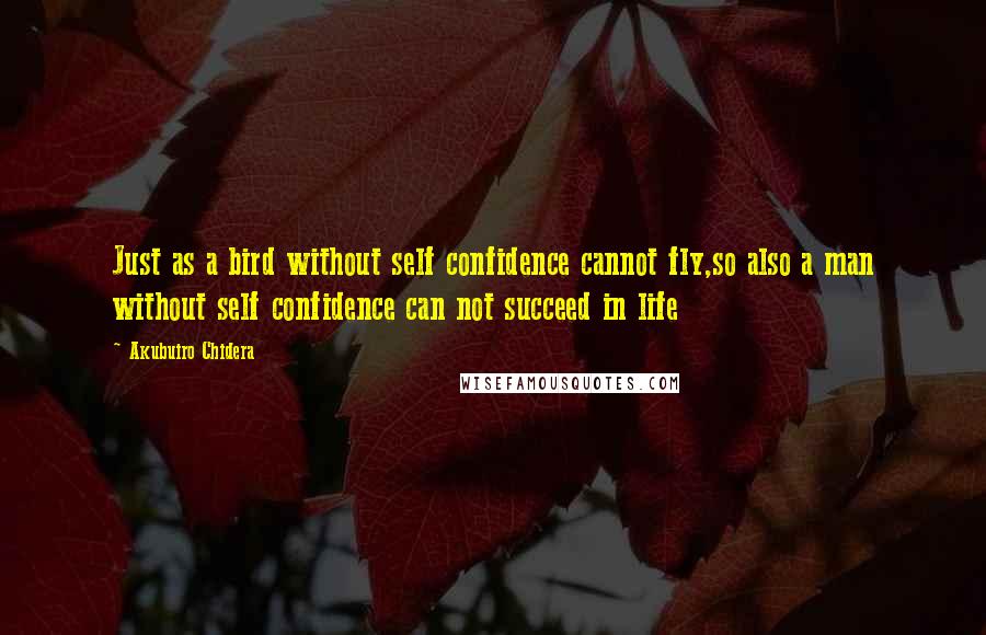 Akubuiro Chidera Quotes: Just as a bird without self confidence cannot fly,so also a man without self confidence can not succeed in life