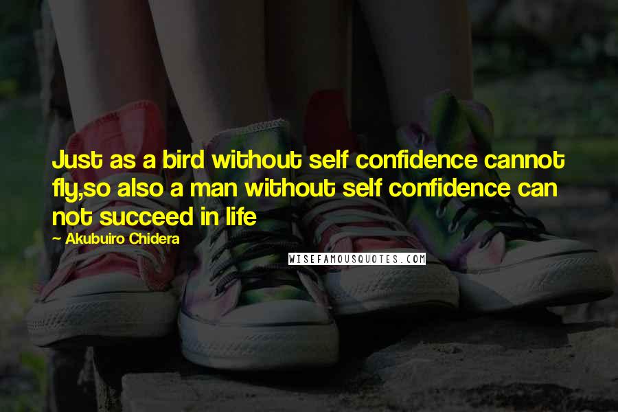 Akubuiro Chidera Quotes: Just as a bird without self confidence cannot fly,so also a man without self confidence can not succeed in life