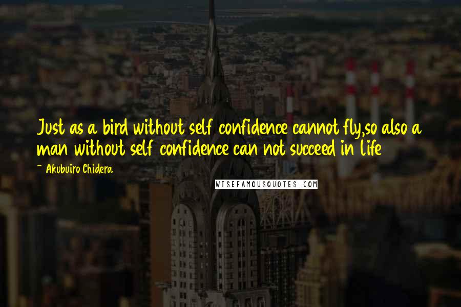 Akubuiro Chidera Quotes: Just as a bird without self confidence cannot fly,so also a man without self confidence can not succeed in life