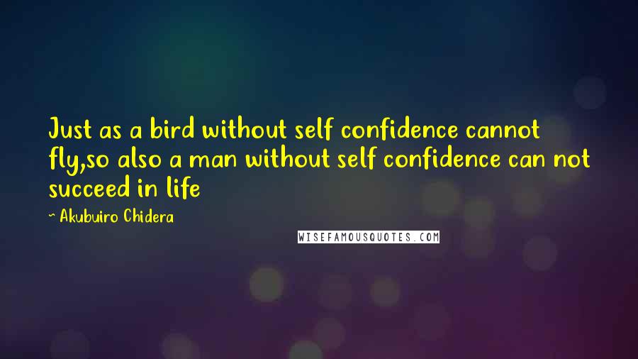 Akubuiro Chidera Quotes: Just as a bird without self confidence cannot fly,so also a man without self confidence can not succeed in life