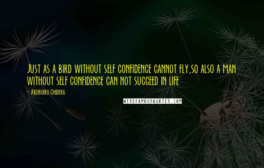 Akubuiro Chidera Quotes: Just as a bird without self confidence cannot fly,so also a man without self confidence can not succeed in life