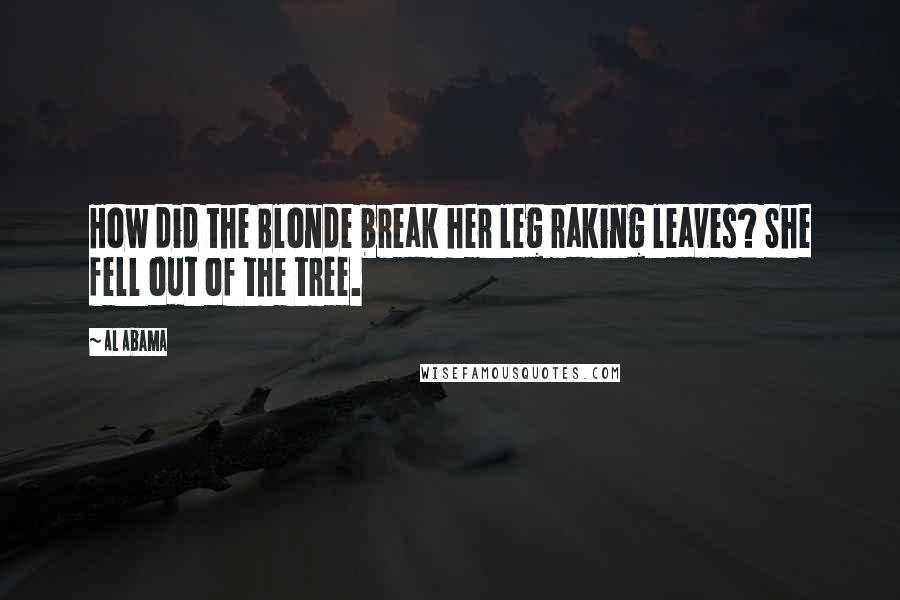 Al Abama Quotes: How did the Blonde break her leg raking leaves? She fell out of the tree.