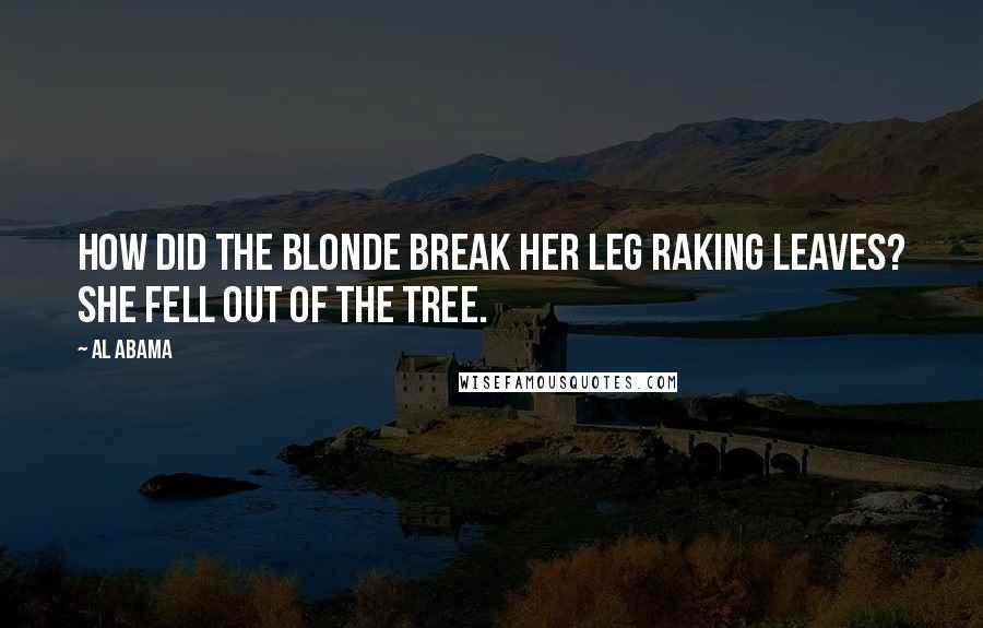 Al Abama Quotes: How did the Blonde break her leg raking leaves? She fell out of the tree.