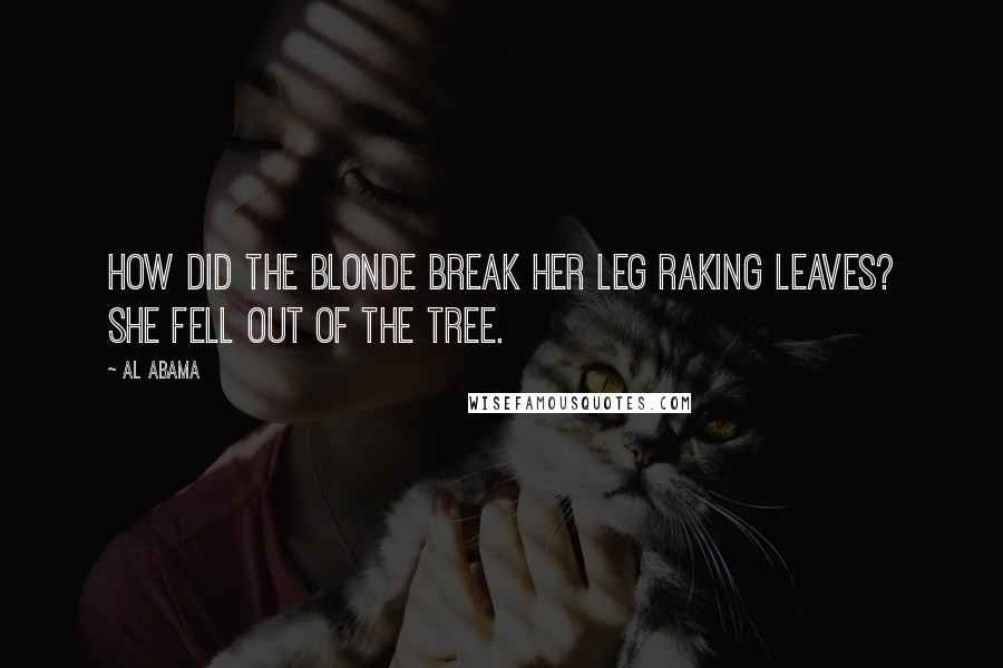 Al Abama Quotes: How did the Blonde break her leg raking leaves? She fell out of the tree.