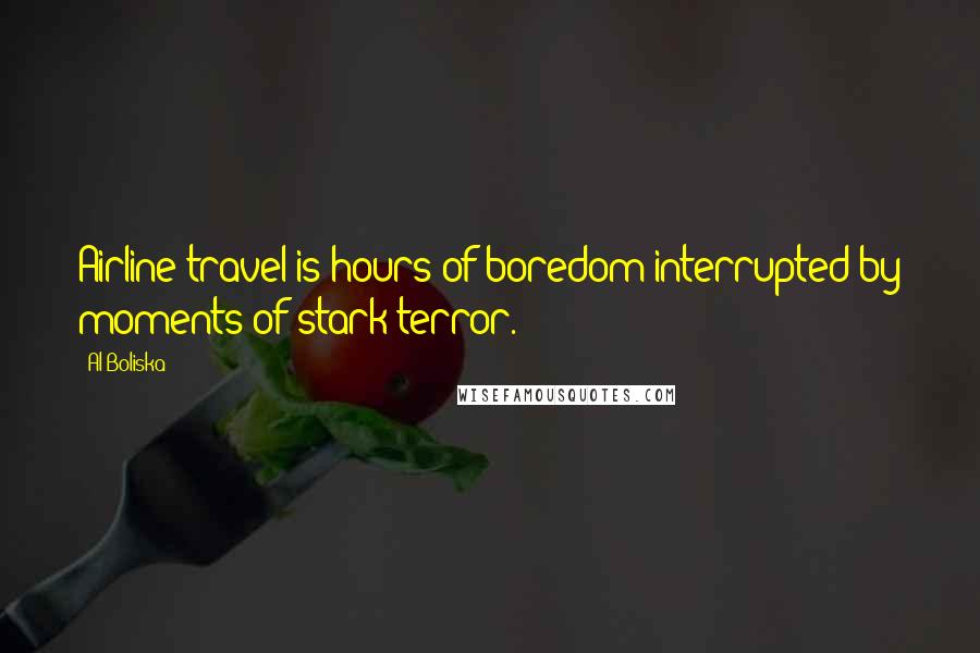 Al Boliska Quotes: Airline travel is hours of boredom interrupted by moments of stark terror.