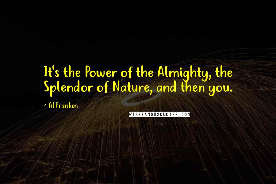 Al Franken Quotes: It's the Power of the Almighty, the Splendor of Nature, and then you.