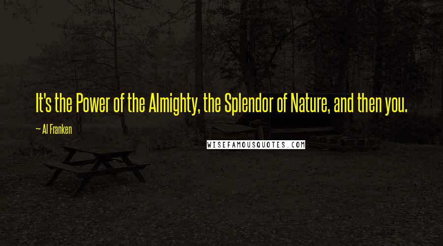 Al Franken Quotes: It's the Power of the Almighty, the Splendor of Nature, and then you.