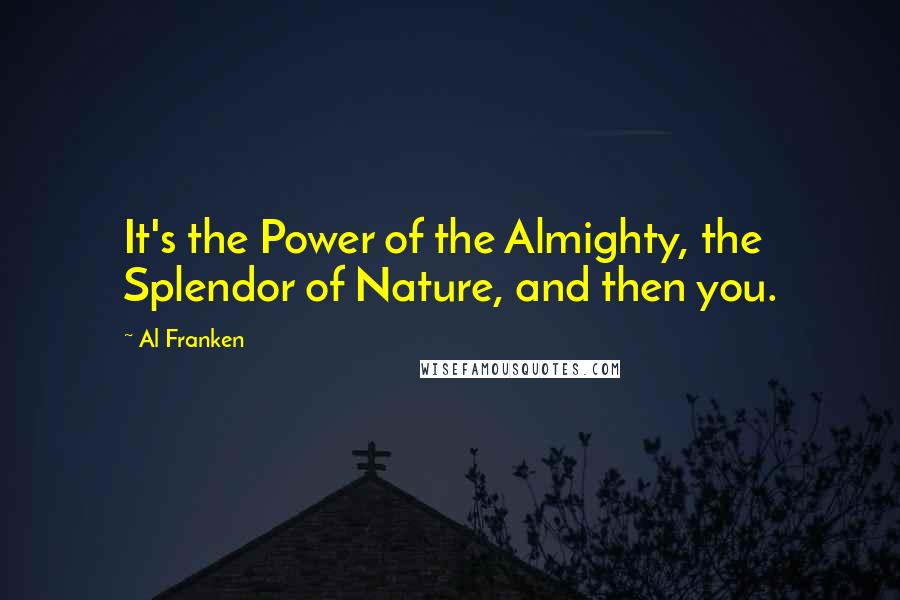Al Franken Quotes: It's the Power of the Almighty, the Splendor of Nature, and then you.