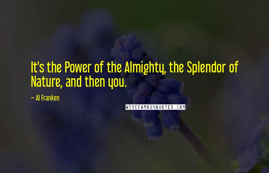 Al Franken Quotes: It's the Power of the Almighty, the Splendor of Nature, and then you.