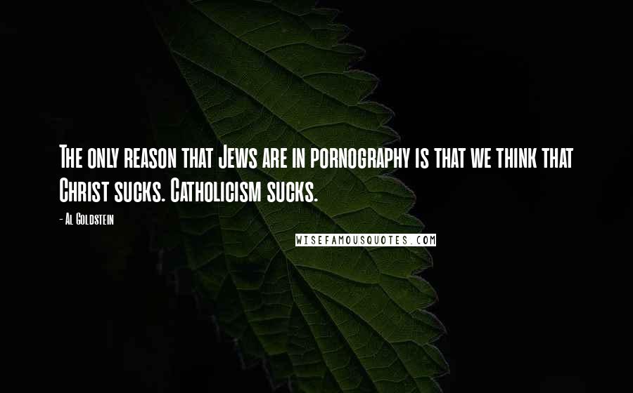 Al Goldstein Quotes: The only reason that Jews are in pornography is that we think that Christ sucks. Catholicism sucks.