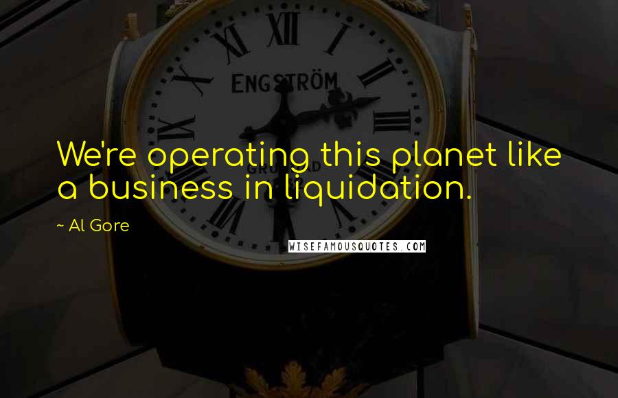 Al Gore Quotes: We're operating this planet like a business in liquidation.