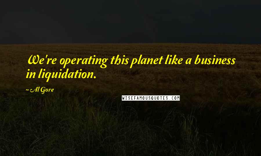 Al Gore Quotes: We're operating this planet like a business in liquidation.