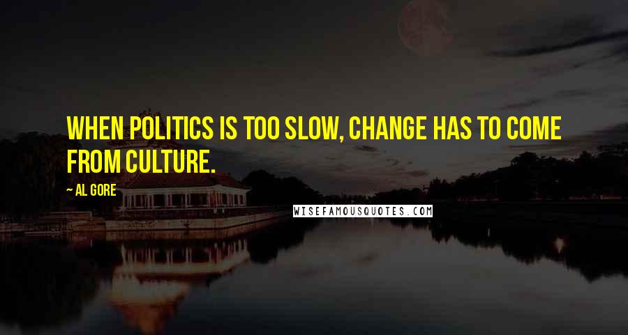Al Gore Quotes: When politics is too slow, change has to come from culture.