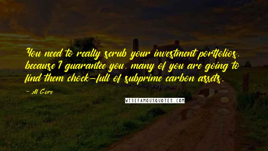 Al Gore Quotes: You need to really scrub your investment portfolios, because I guarantee you, many of you are going to find them chock-full of subprime carbon assets.