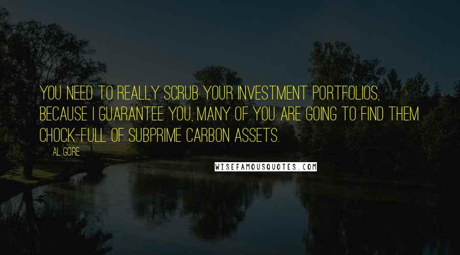 Al Gore Quotes: You need to really scrub your investment portfolios, because I guarantee you, many of you are going to find them chock-full of subprime carbon assets.