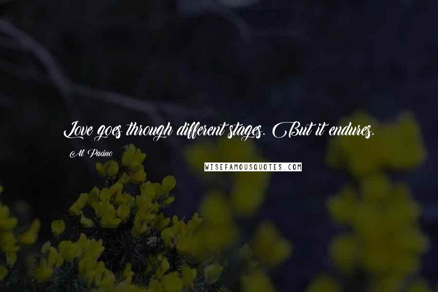 Al Pacino Quotes: Love goes through different stages. But it endures.