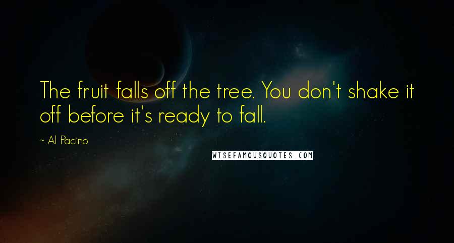 Al Pacino Quotes: The fruit falls off the tree. You don't shake it off before it's ready to fall.