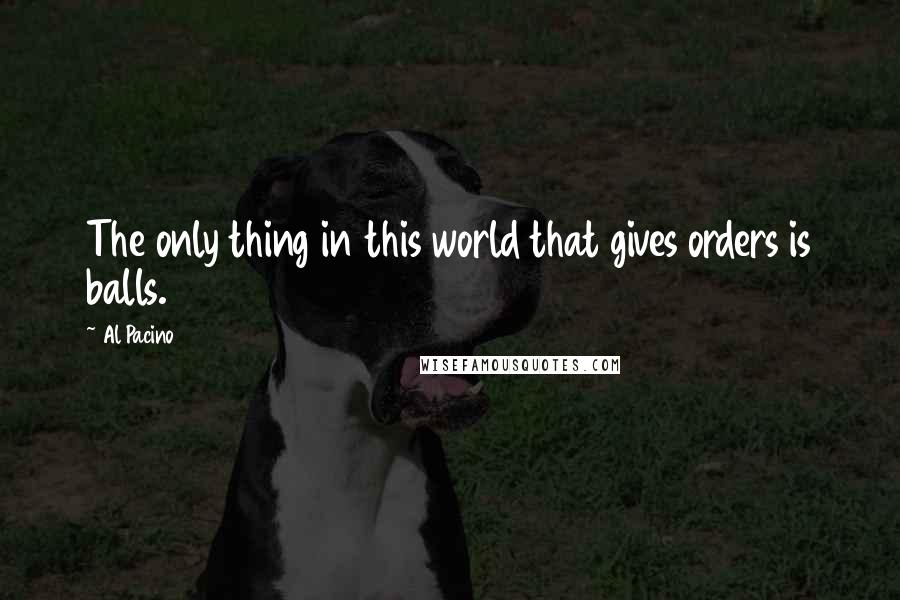 Al Pacino Quotes: The only thing in this world that gives orders is balls.