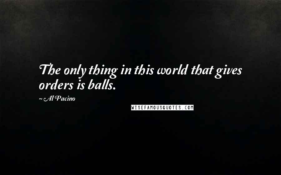 Al Pacino Quotes: The only thing in this world that gives orders is balls.