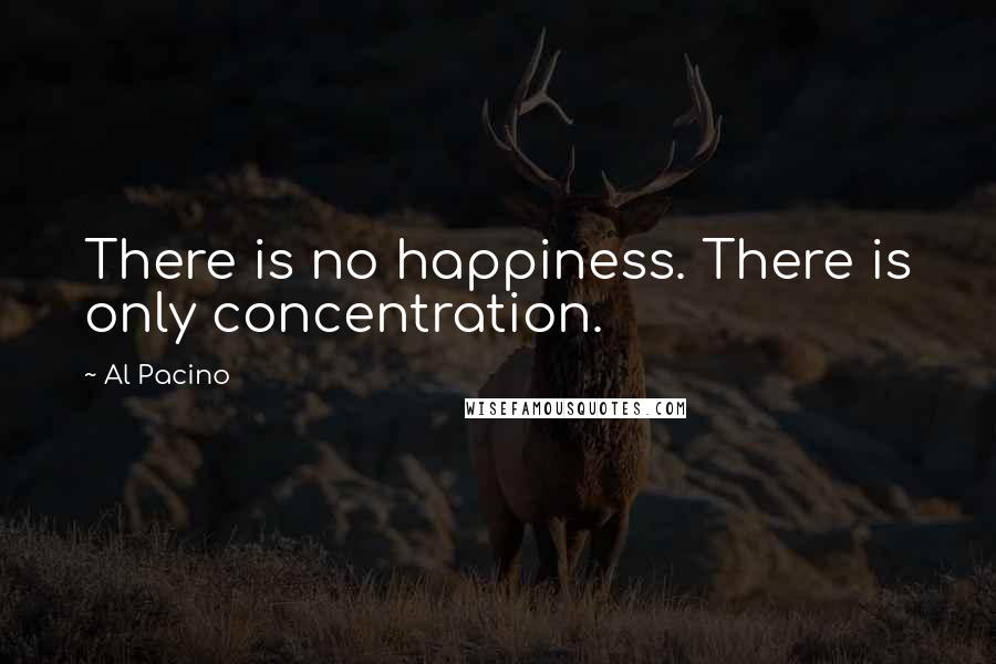 Al Pacino Quotes: There is no happiness. There is only concentration.