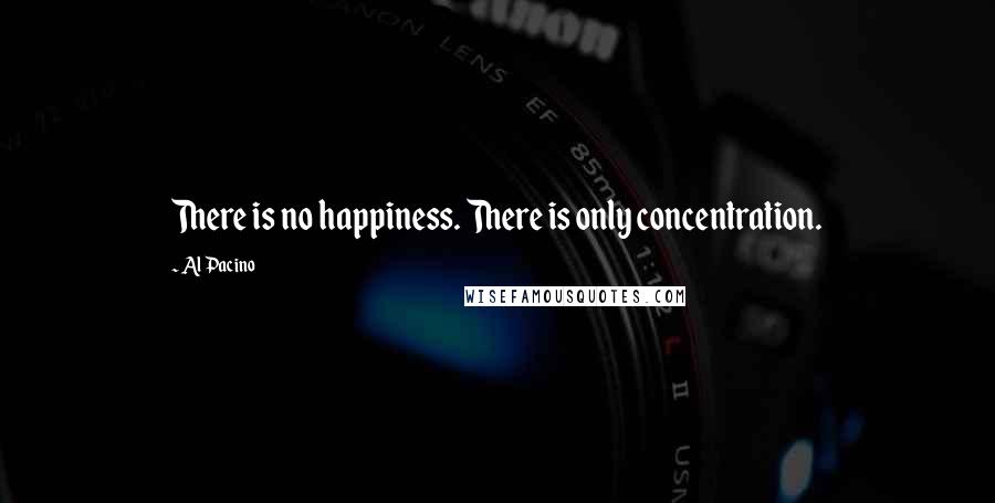 Al Pacino Quotes: There is no happiness. There is only concentration.