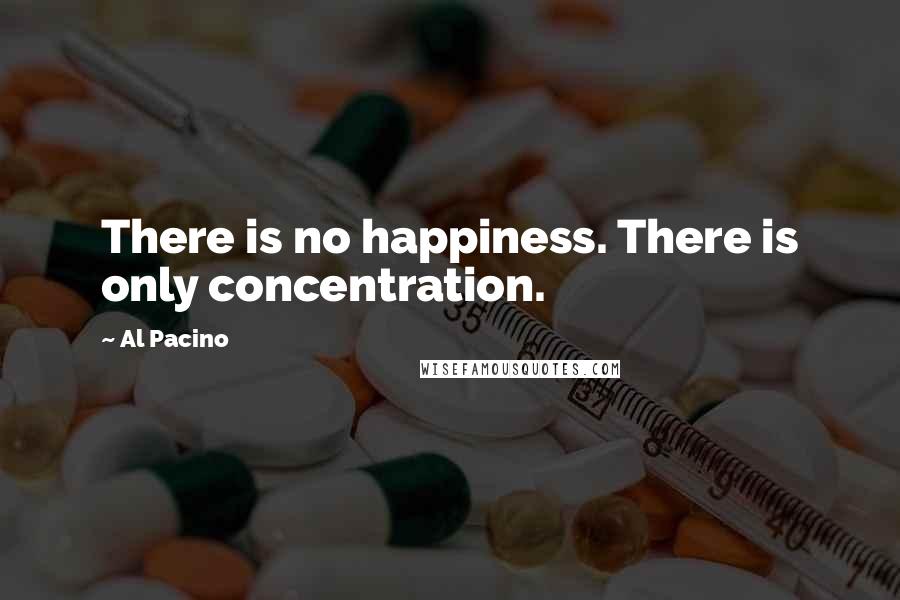 Al Pacino Quotes: There is no happiness. There is only concentration.