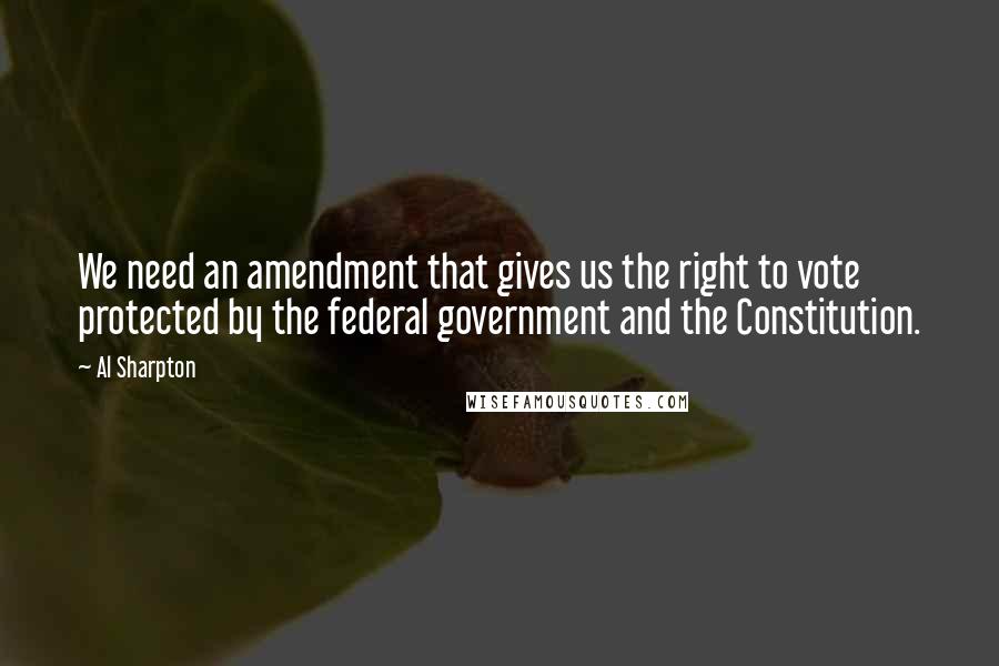 Al Sharpton Quotes: We need an amendment that gives us the right to vote protected by the federal government and the Constitution.