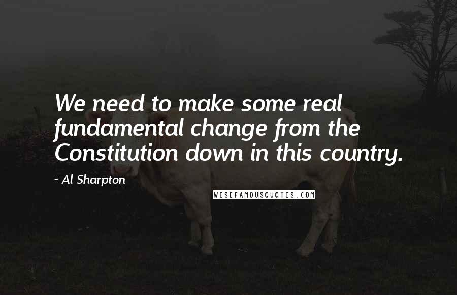 Al Sharpton Quotes: We need to make some real fundamental change from the Constitution down in this country.