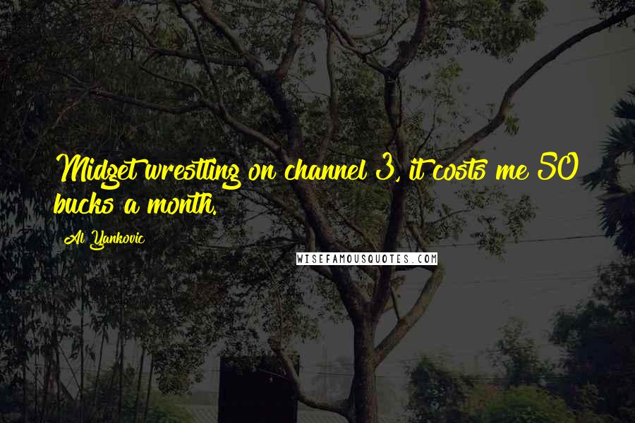 Al Yankovic Quotes: Midget wrestling on channel 3, it costs me 50 bucks a month.